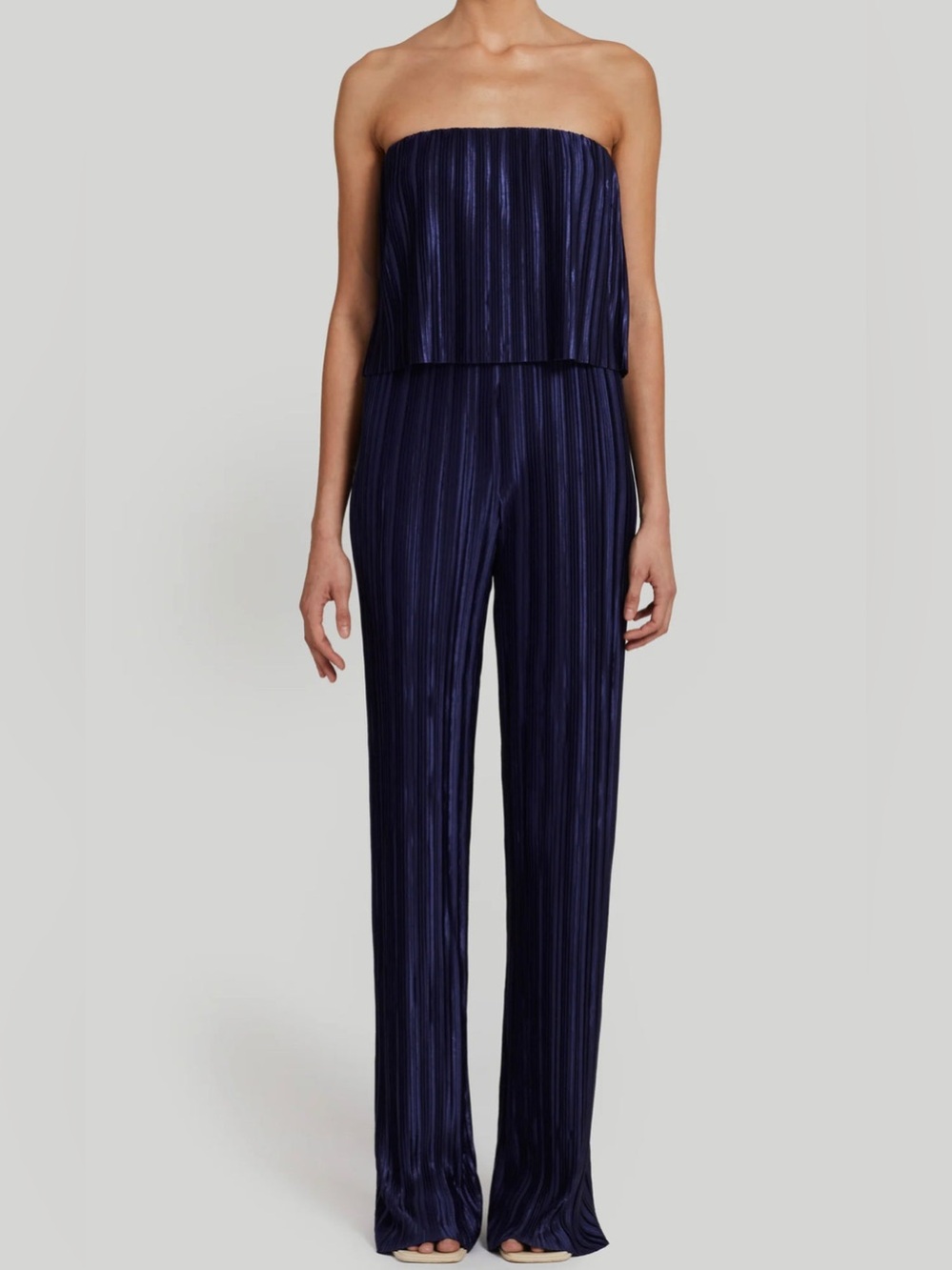 Amanda Uprichard Collina Strapless Jumpsuit in Navy Size Small NWT
